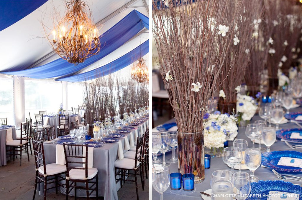 Blue-themed event decorations for 5th wedding anniversaries.